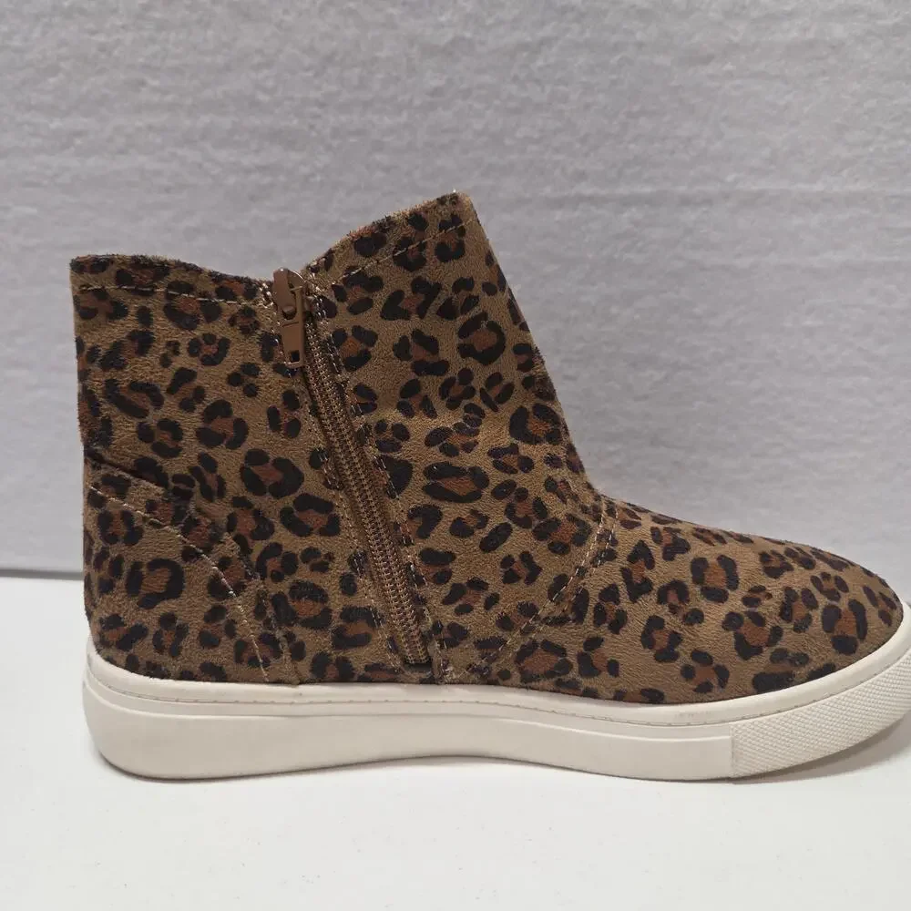 Harper Canyon Leopard Print High Top Sneaker Boots Brown Womens Size 5M NWOT